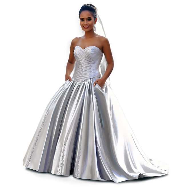 a woman in a silver wedding dress