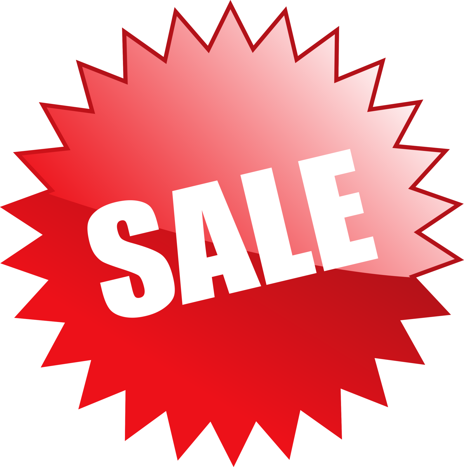 a red sticker with the word sale on it