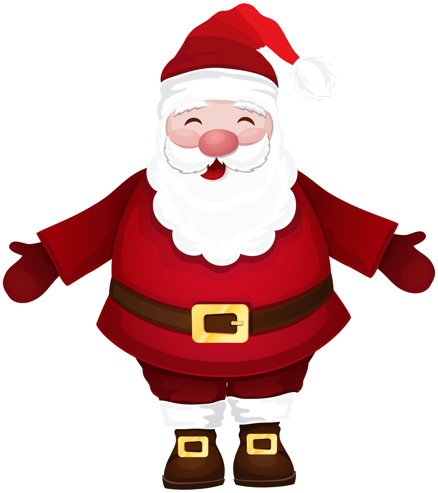 a cartoon santa claus with his hands out