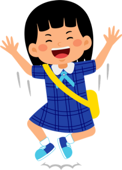 a little girl with her hands up in the air