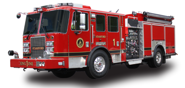a red fire truck on a white background