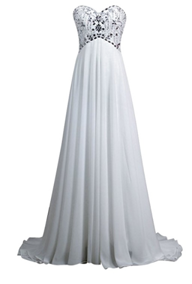 a white dress with black and white flowers on it