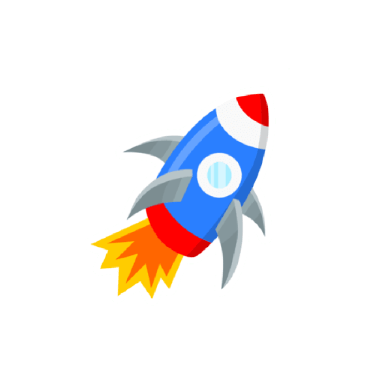 a rocket icon with a white background