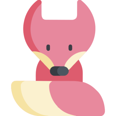 a pink fox sitting on top of a banana