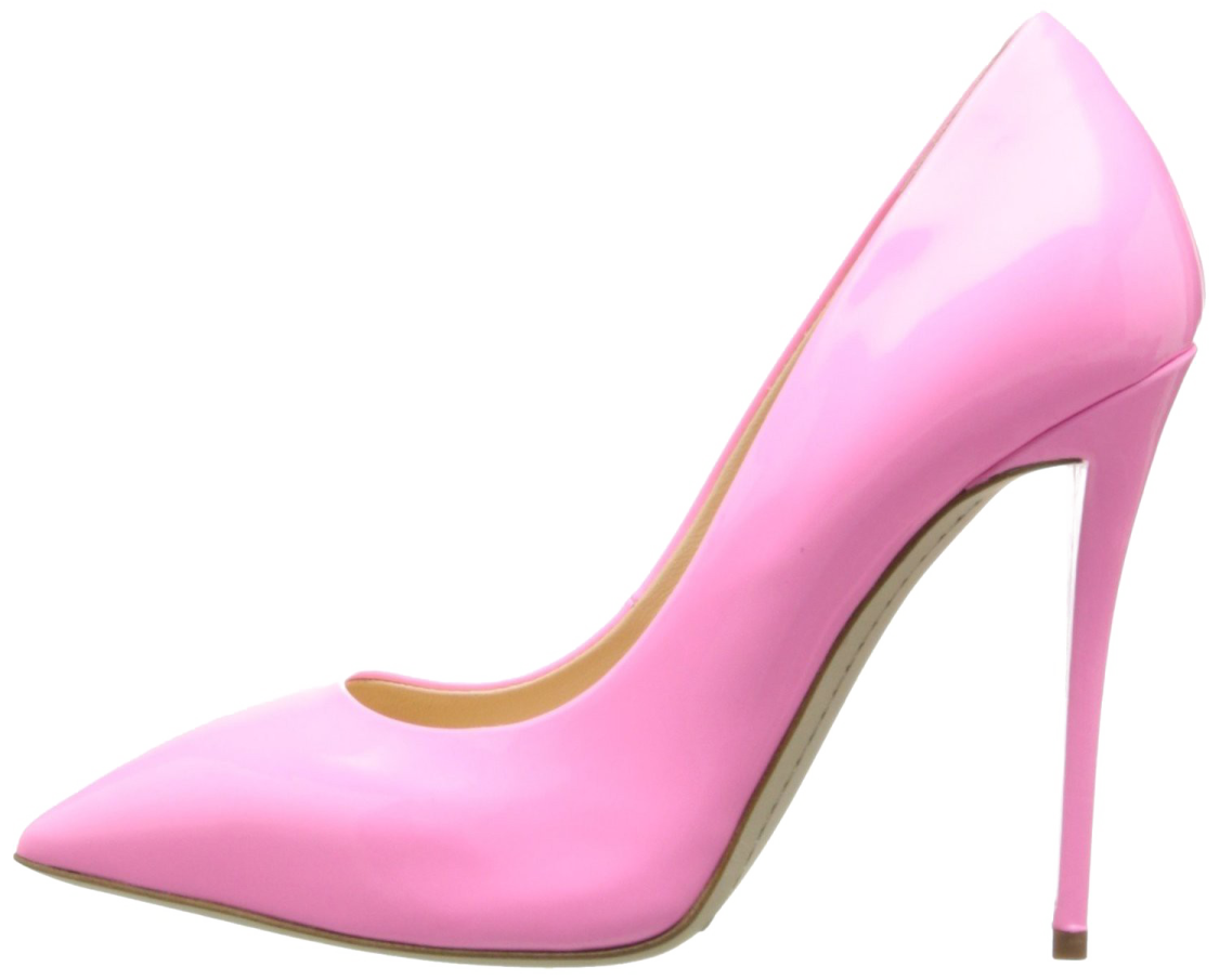 a pair of pink high heels on white background