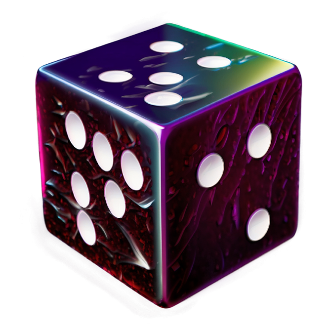 a purple dice with white dots on it