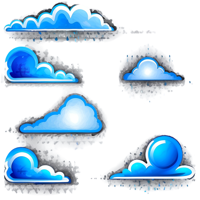 a set of watercolor clouds on white background