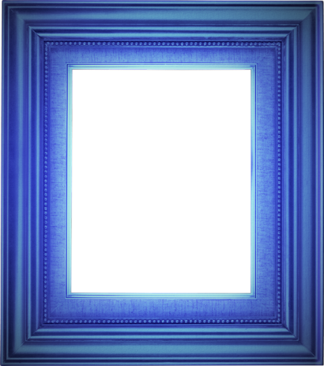 a blue picture frame on a white background