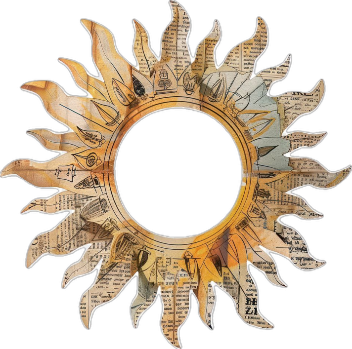a sun made out of old book pages