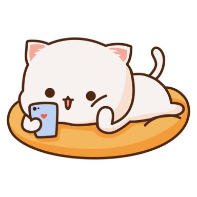 a white cat laying on top of a pillow holding a cup