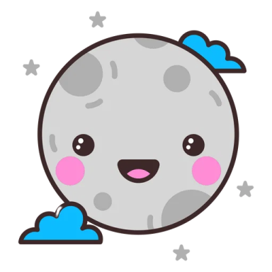 a cartoon moon with stars and clouds
