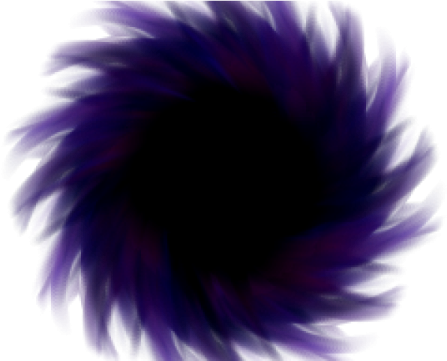 a purple and black fluffy ball on a white background