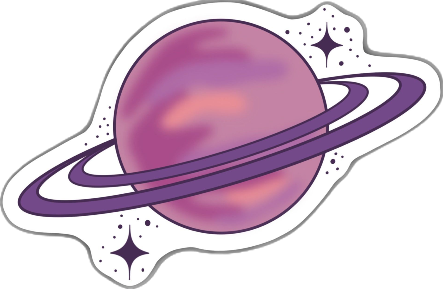 a purple saturn sticker on a white background