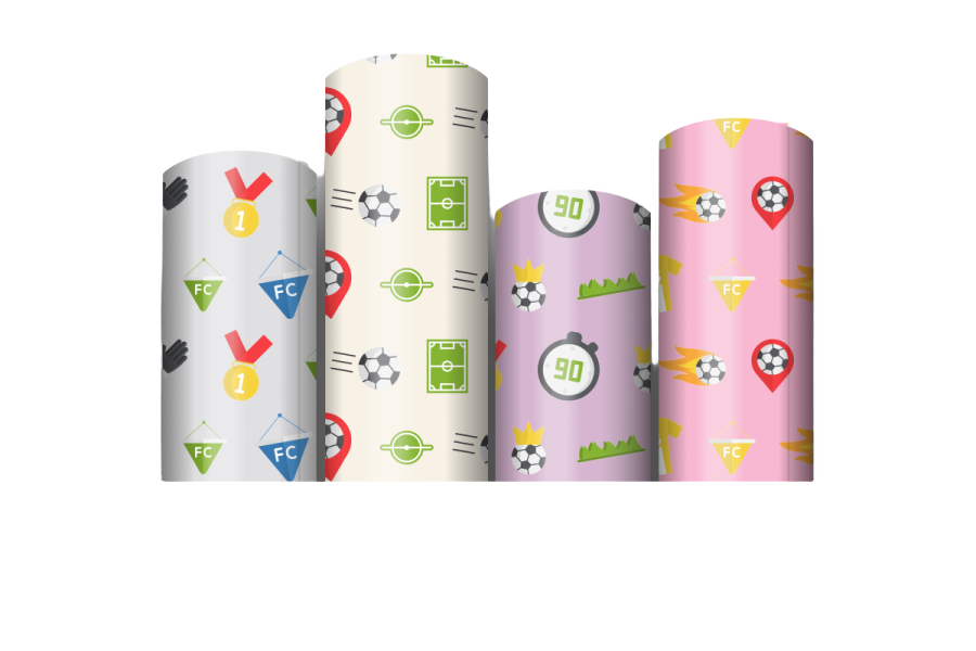 a set of four rolls of wrapping paper