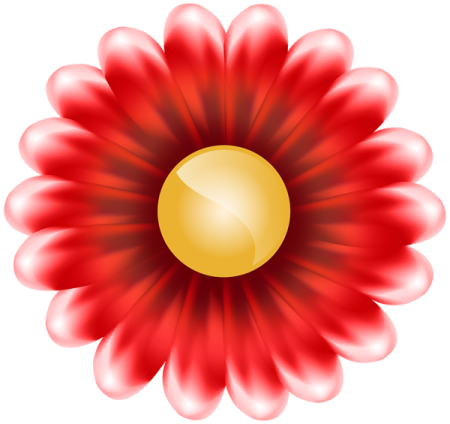 a red flower with yellow center