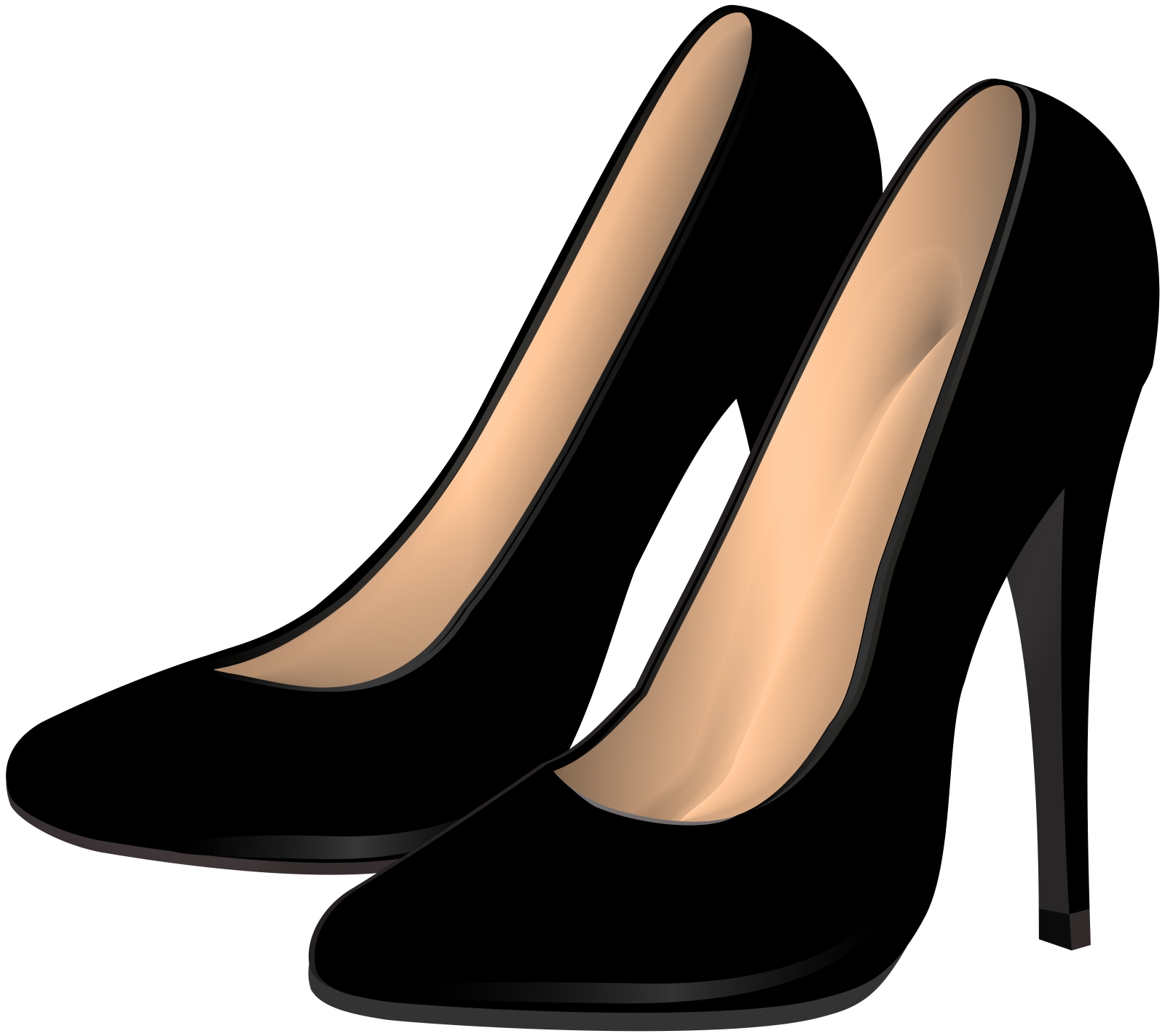 a pair of black high heel shoes