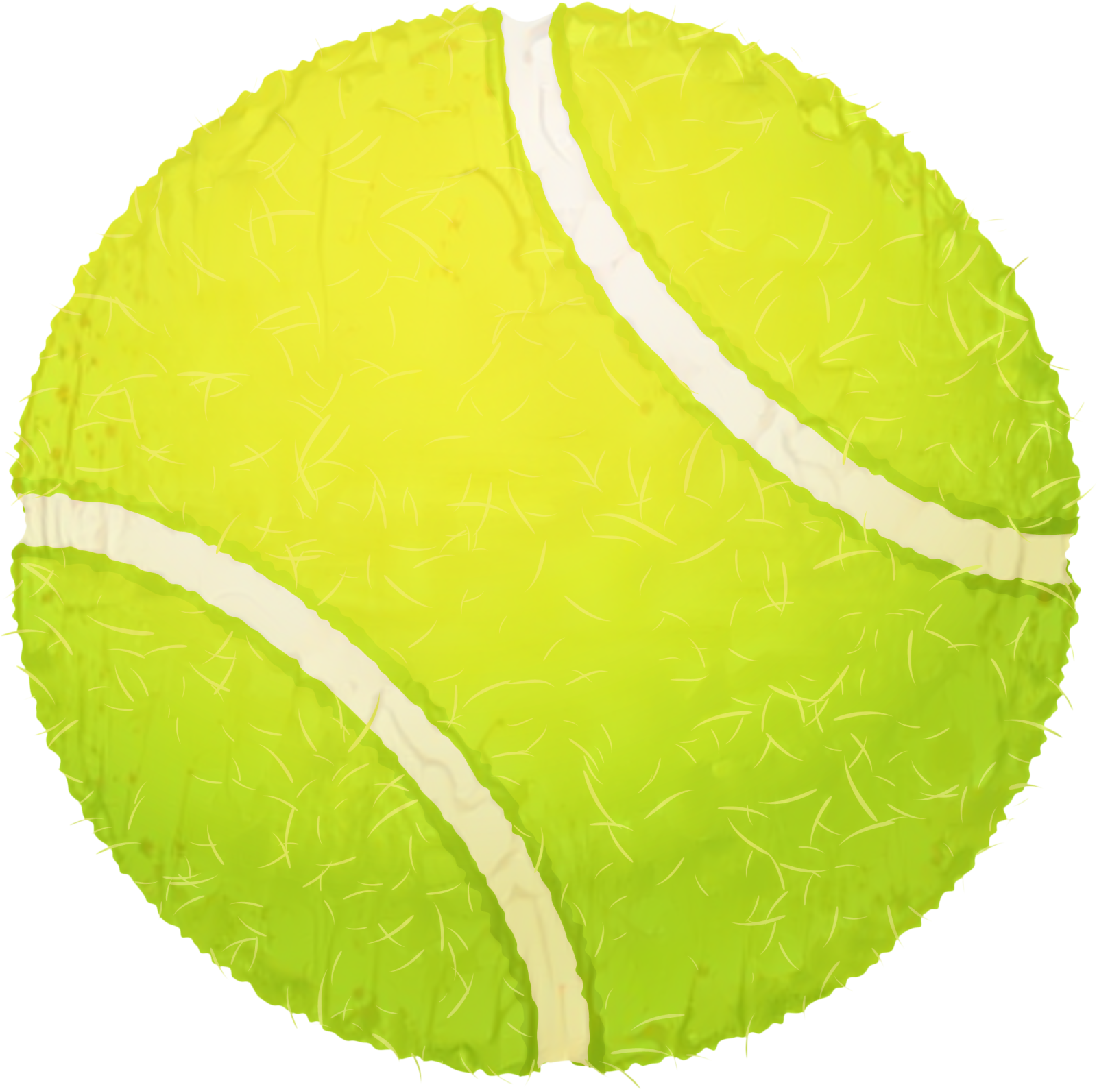 a yellow tennis ball with white stripes