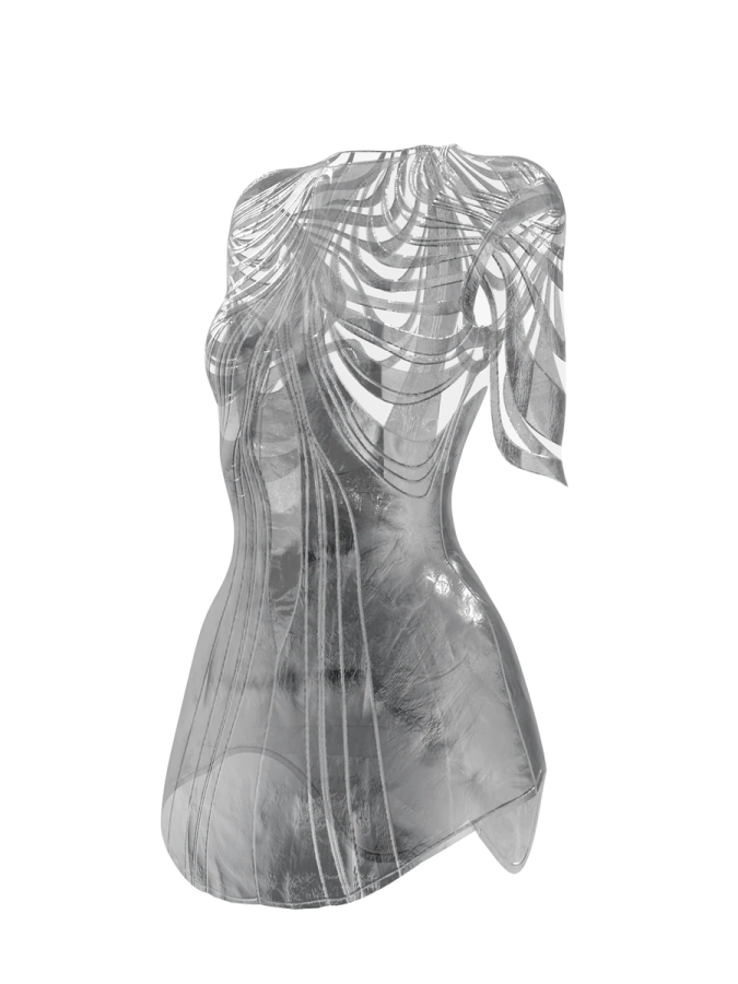 a black and white sculpture of a woman's torso