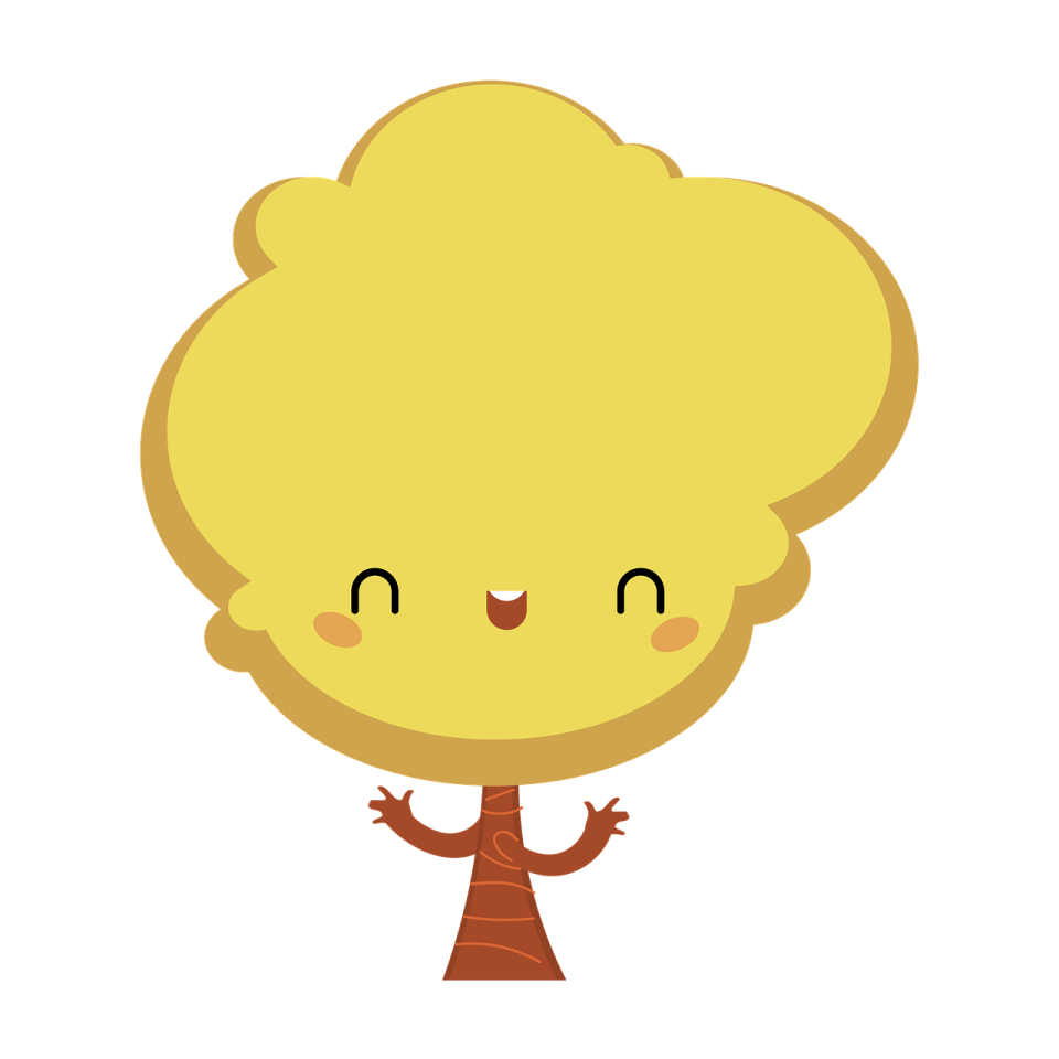 an illustration of a tree with a smiling face