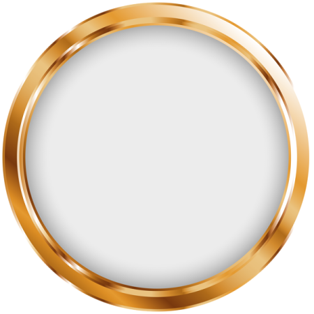 a gold circle frame with a white background