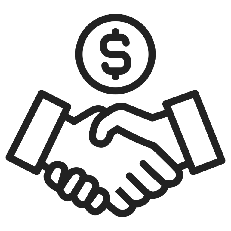 a black and white icon of two hands shaking each other hands