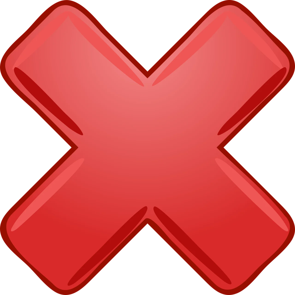 a red x icon