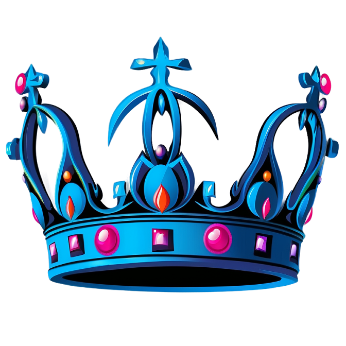 a blue crown on a white background