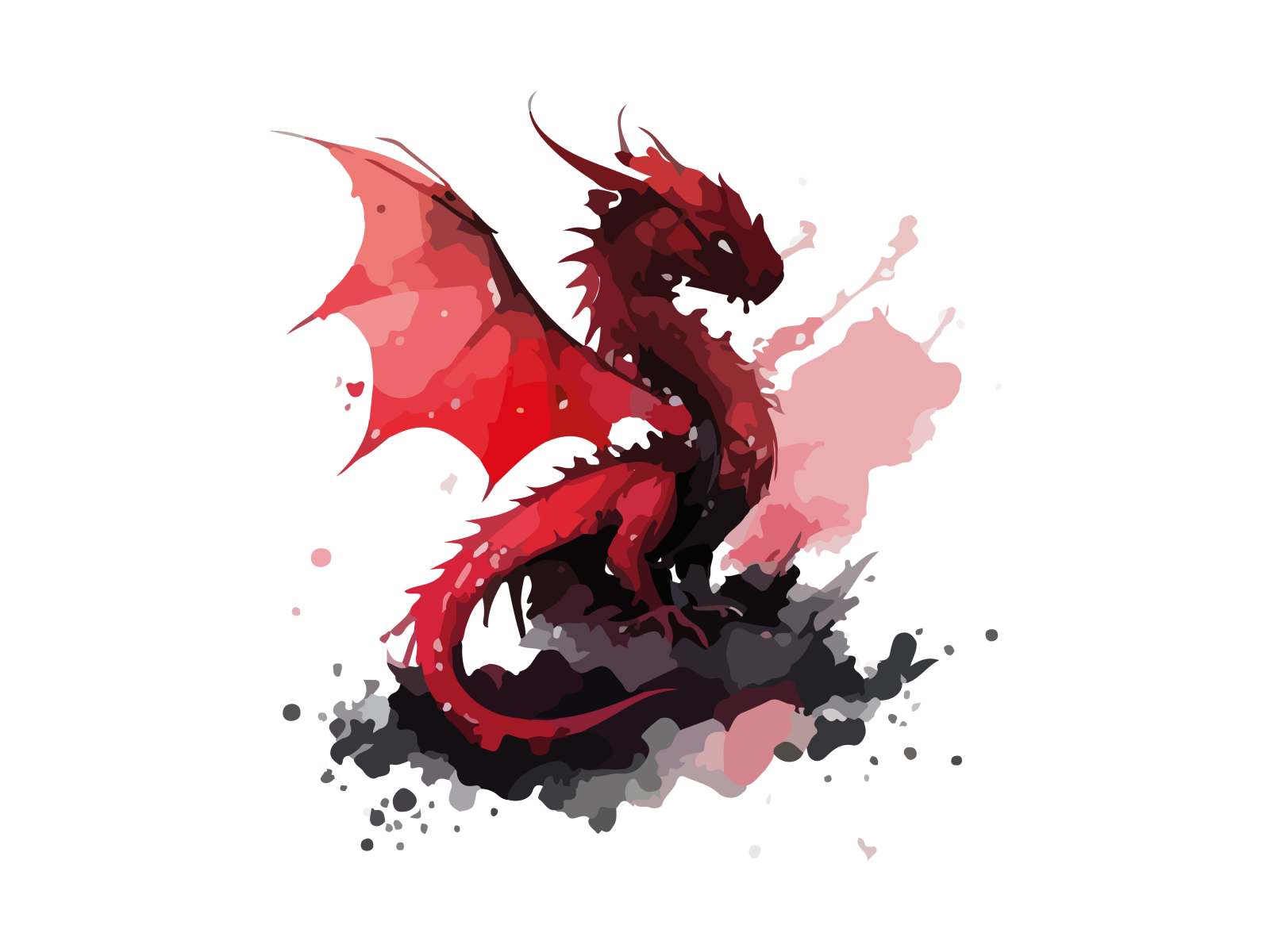 a red dragon on a white background