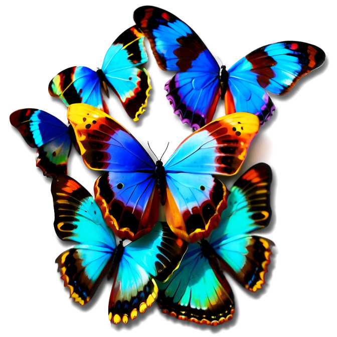 a group of colorful butterflies
