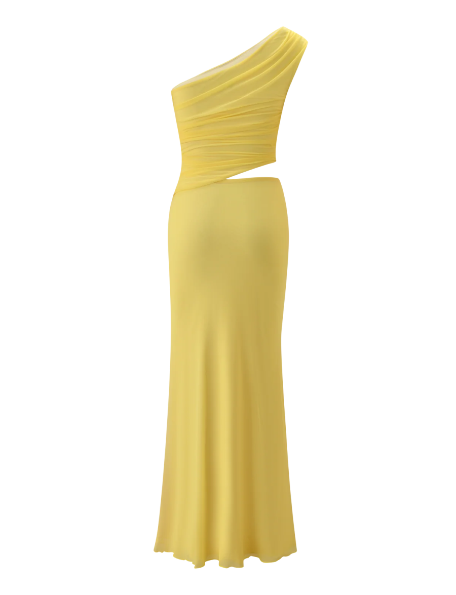 a yellow dress on a white background