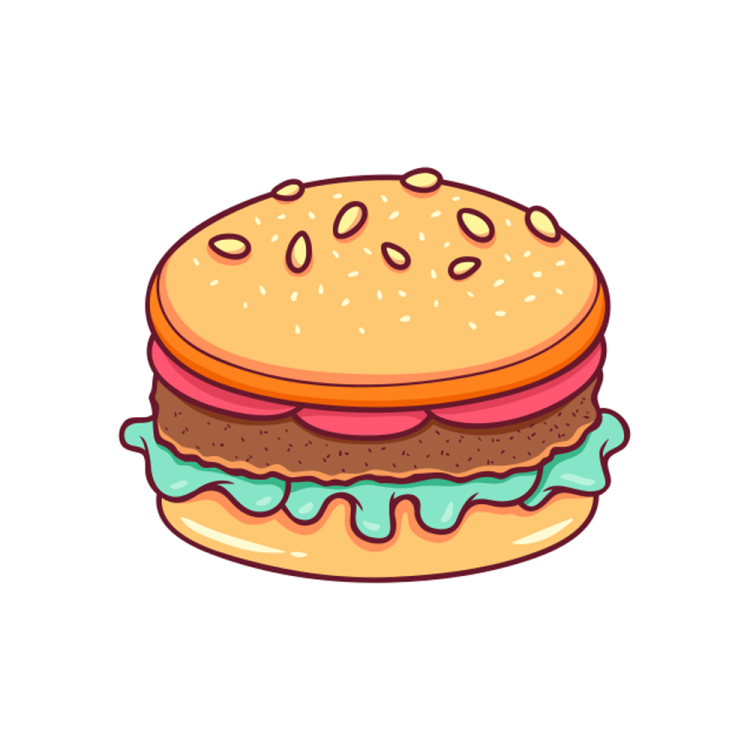 an illustration of a hamburger on a white background
