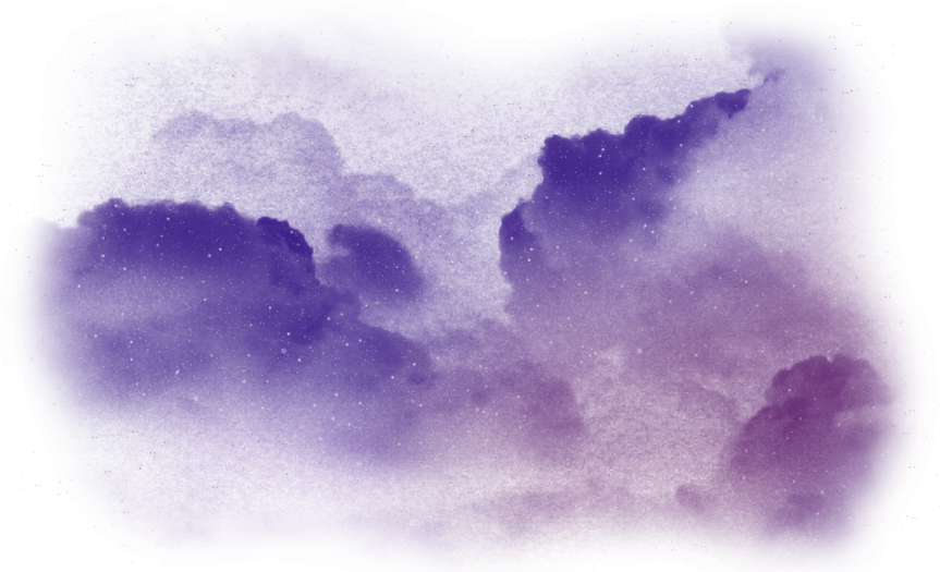 a watercolor painting of clouds and stars