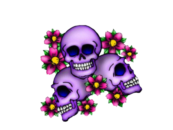 two skulls with flowers tattoo design