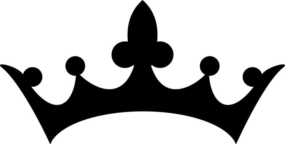 a black and white silhouette of a crown