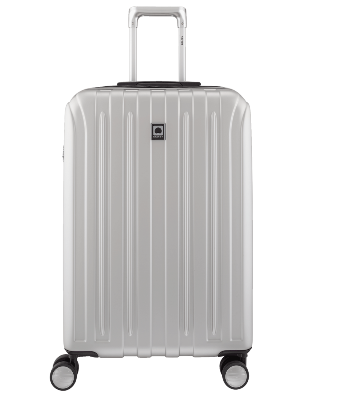 a white suitcase with wheels