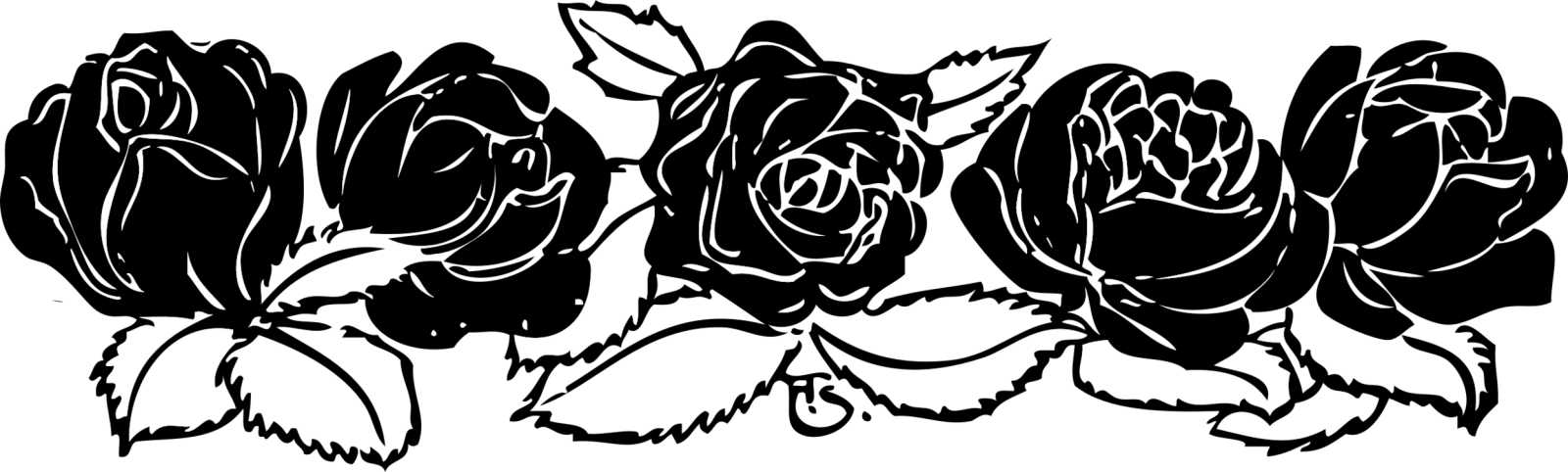 a black and white drawing of three birds