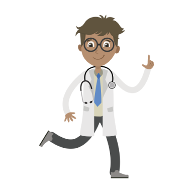 a cartoon character dressed as a doctor