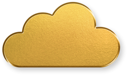 a gold cloud on a white background