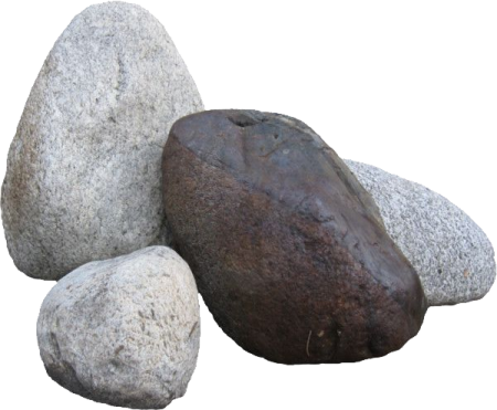 three large rocks on a white background