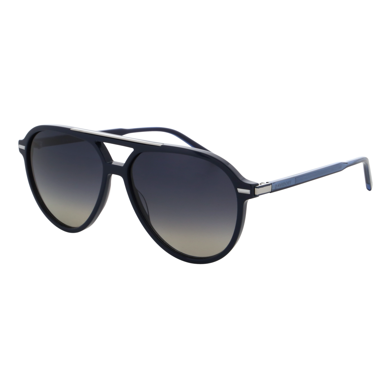 a black sunglasses with grey lenses on a white background