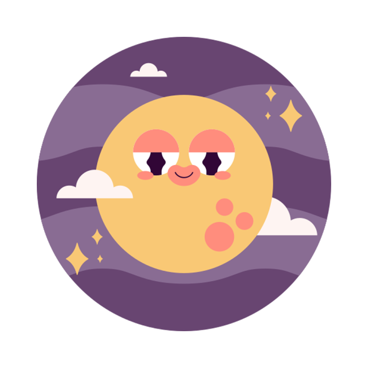 a smiling sun with clouds and stars in the background