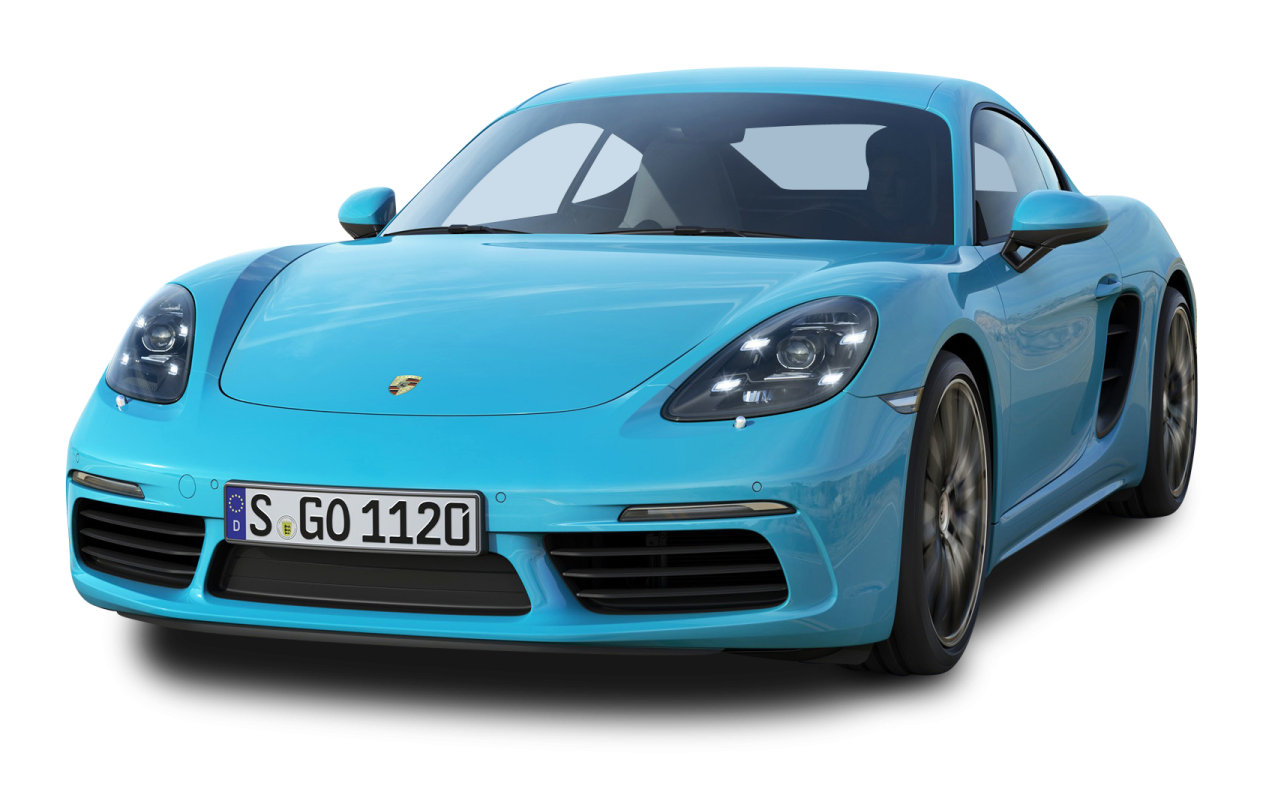 a blue sports car on a white background