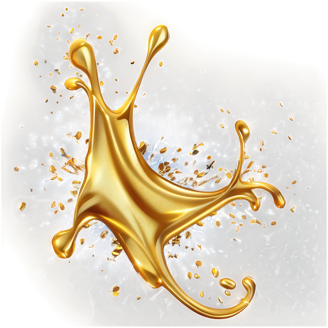 a gold liquid splash on a white background