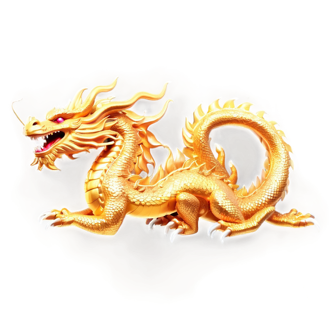 a golden dragon on a white background