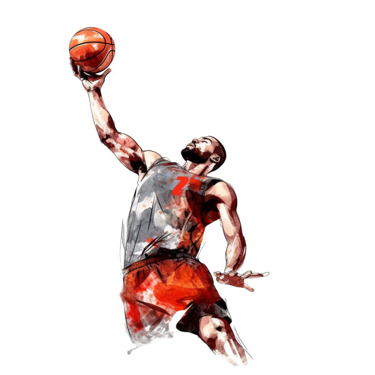 a basketball player with a ball in his hand