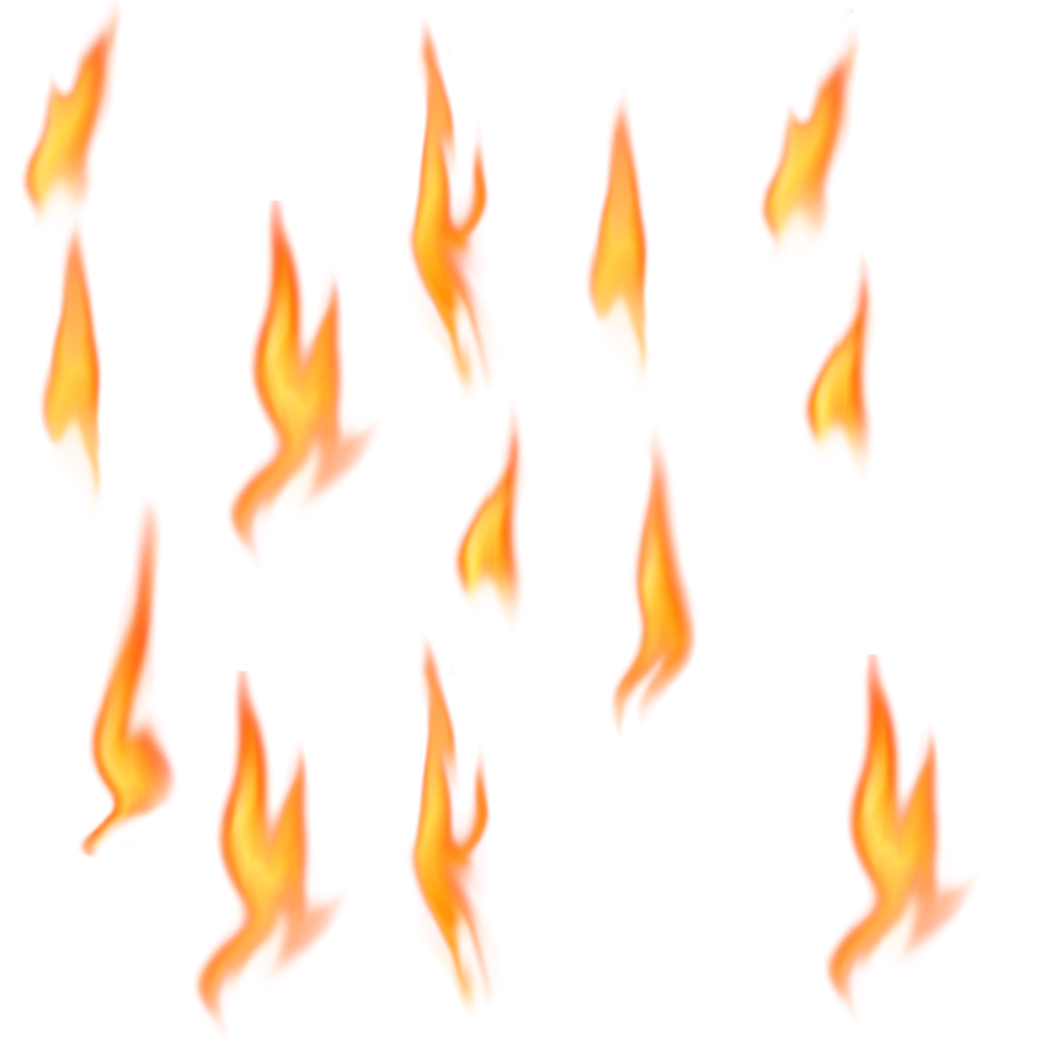 a group of fire flames on a white background