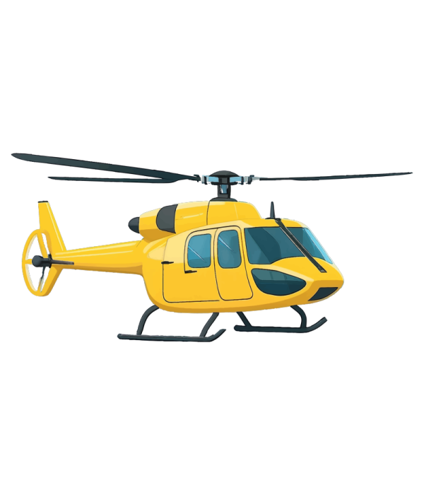a yellow helicopter on a white background
