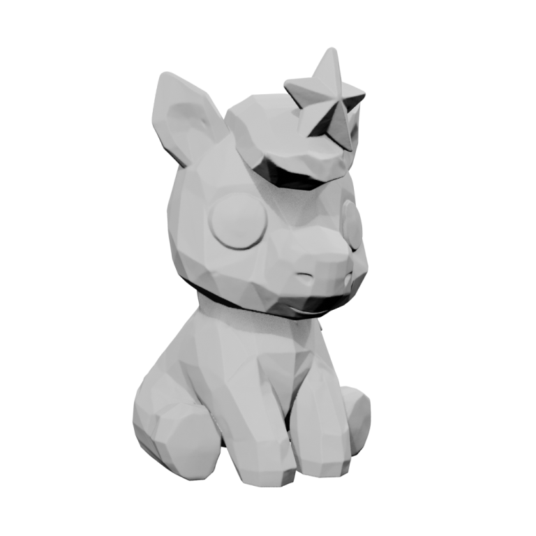 a 3d model of a cat sitting down