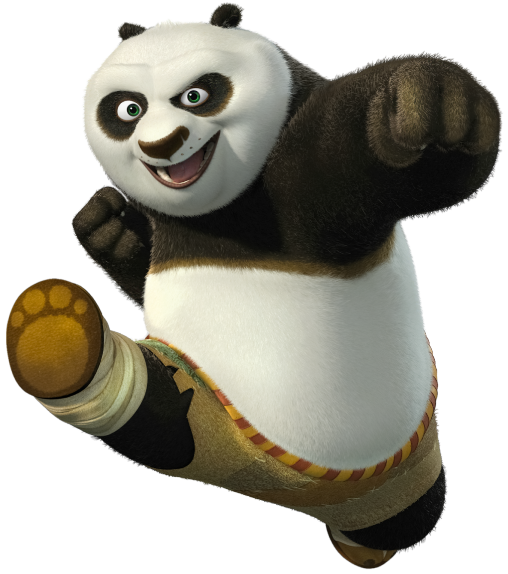 a cartoon panda is holding an apple