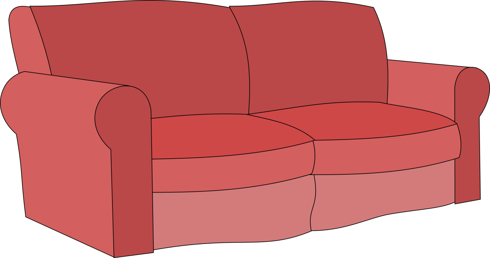 a red couch on a white background